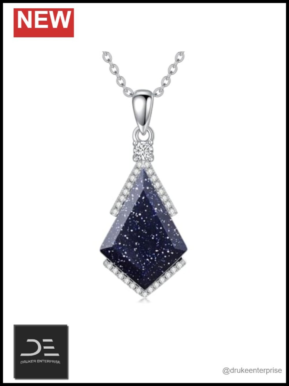 Sterling Silver Kite Cut Gemstone Pendant Necklace for Women